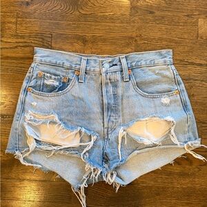 Levi's Light Blue Distressed Jean Shorts